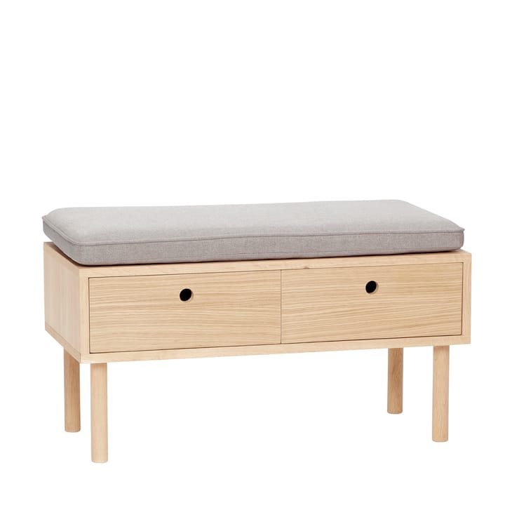 Bench with cushion and drawers 40x85 cm - Nature-grey - Hübsch