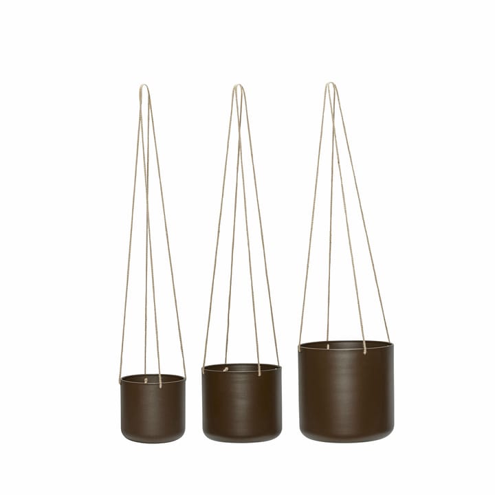 Bloom hanging pots 3-pack, Brown Hübsch