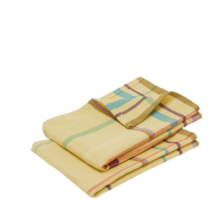 Cotton towel 2-pack - Yellow - Hübsch