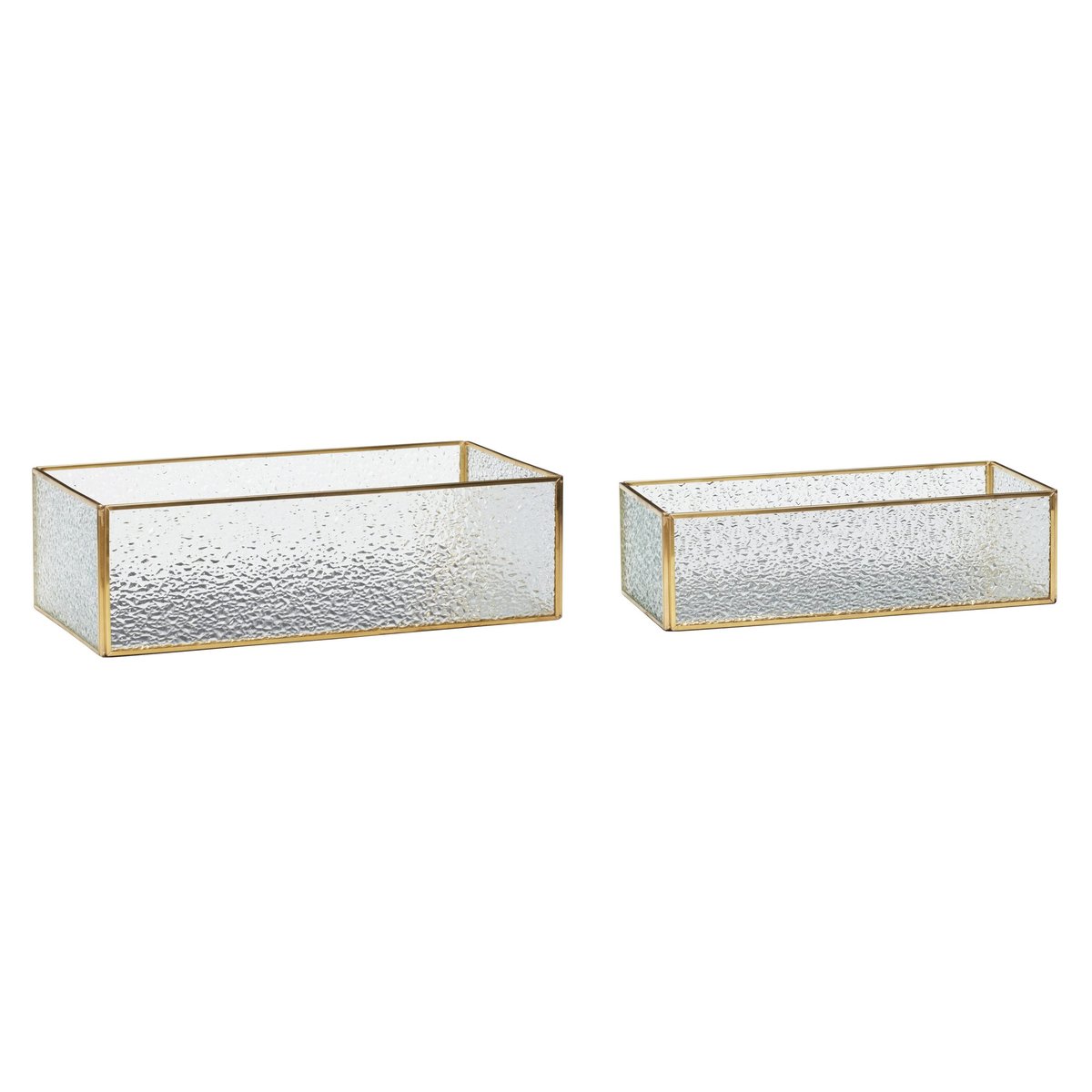 Hübsch Glass box 2-pack Brass-clear