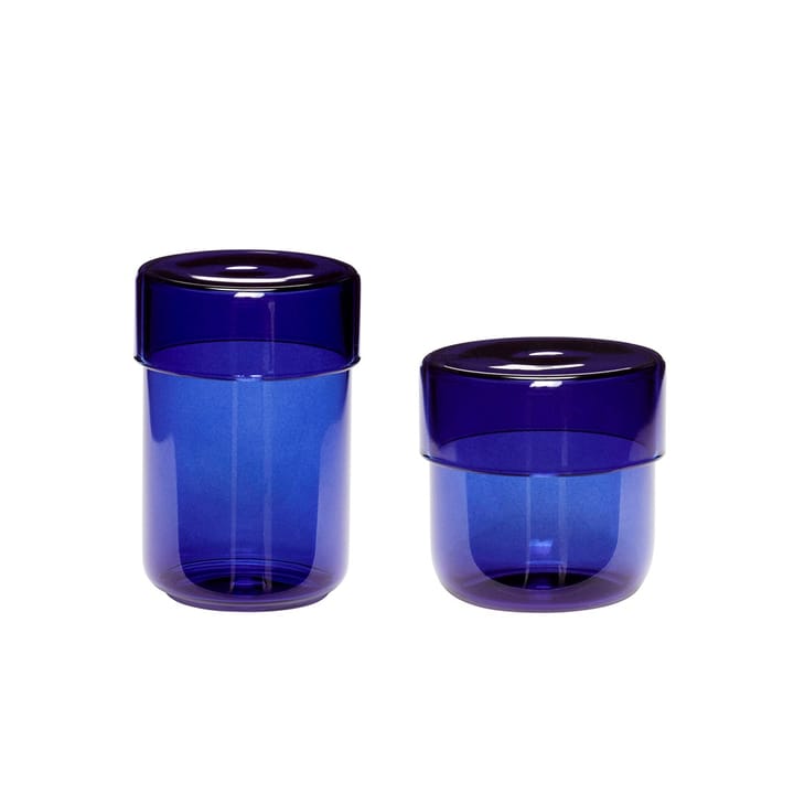 Glass storage jar 2-pack, Blue Hübsch