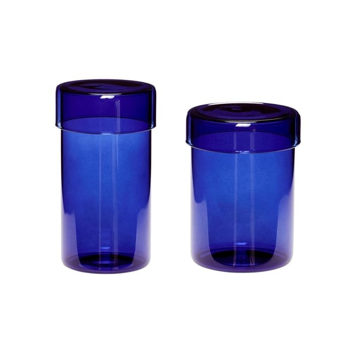 Glass storage jar 2-pack, Blue Hübsch