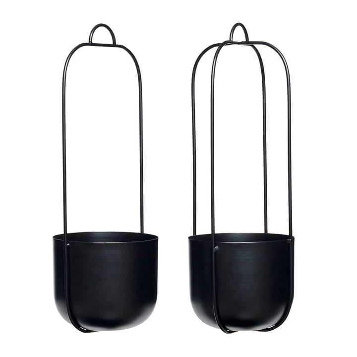 Hanging planter 2-pack, Black Hübsch