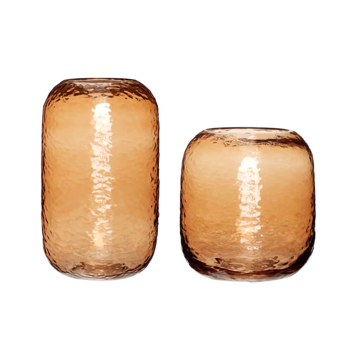 Hübsch vase 2-pack, Glass-amber Hübsch