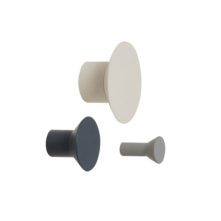 Knob 3-pack - Metal-light gray-dark gray - Hübsch