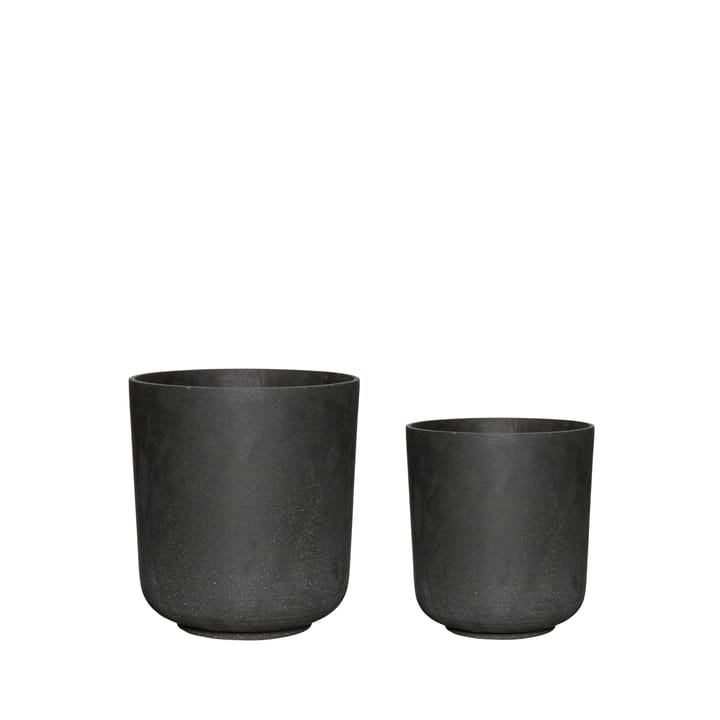 Stoneware pots 2-pack, Black Hübsch