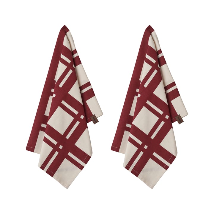 Humdakin Red Check kitchen towel 2-pack - Off white/Red - Humdakin