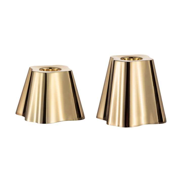 Aalto candle sticks 50 + 65 mm set of 2, Brass Iittala