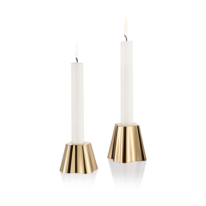 Aalto candle sticks 50 + 65 mm set of 2, Brass Iittala