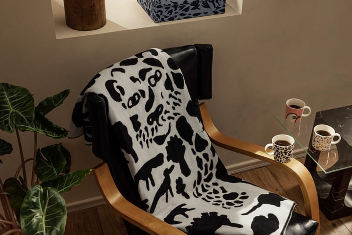 Oiva Toikka Cheetah wool throw 130x180 cm, Black-white Iittala