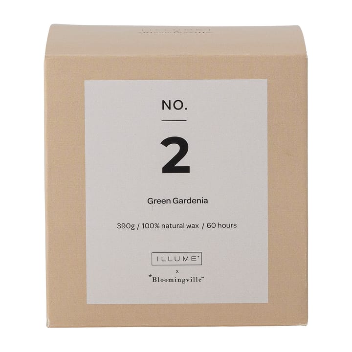 NO. 2 Green Gardenia scented candle, 390 g + Giftbox Illume x Bloomingville