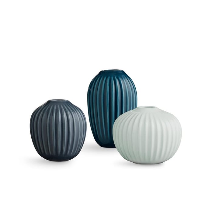 Hammershøi miniature vase set 3 pieces, Mint green-blue-anthracite grey Kähler