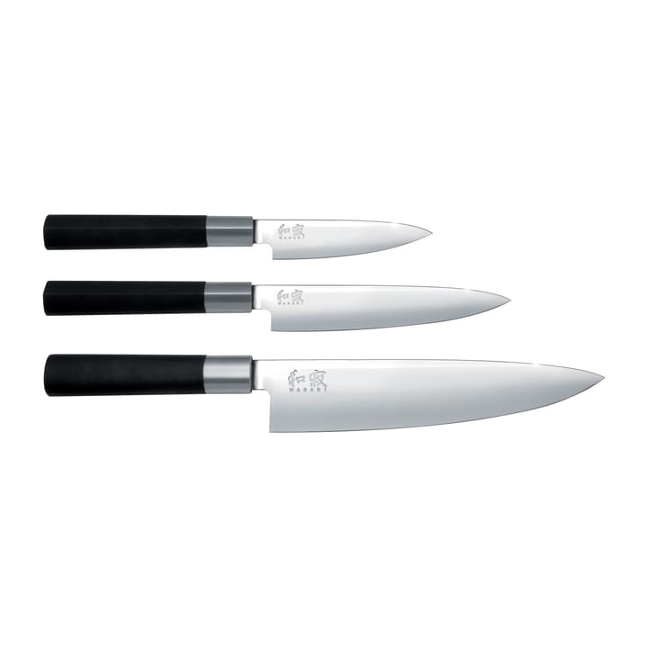 Kai Wasabi Black Chef's knife & 2 all round knives set, 3 pieces KAI