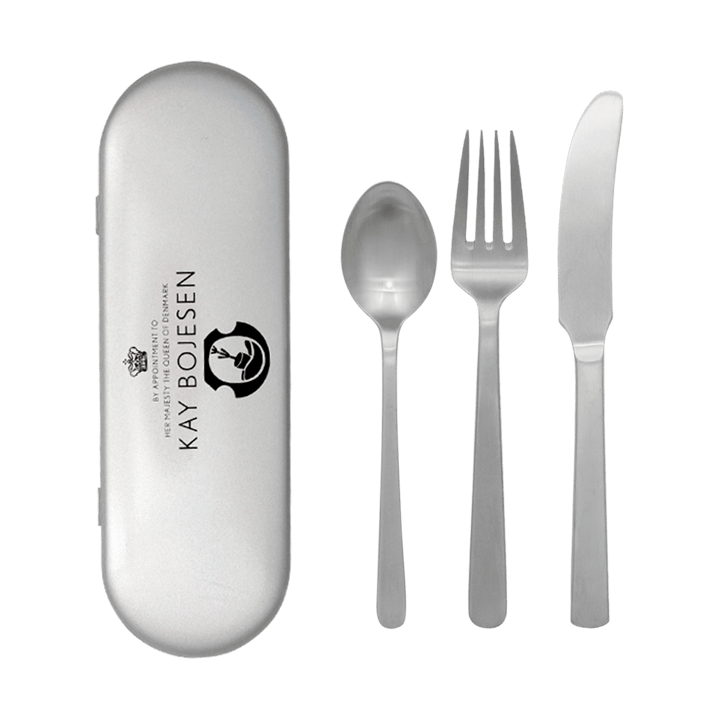 Grand Prix cutlery travel kit 3 pieces, Matte steel Kay Bojesen