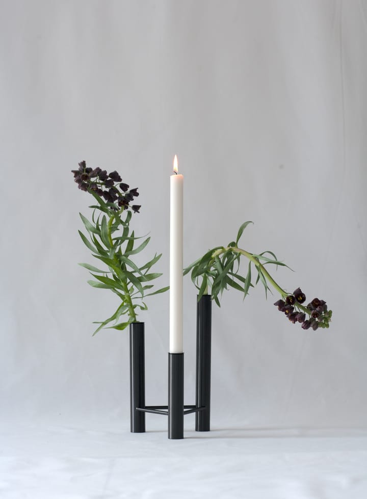 VISTA vase and candle sticks, Black Kay Bojesen