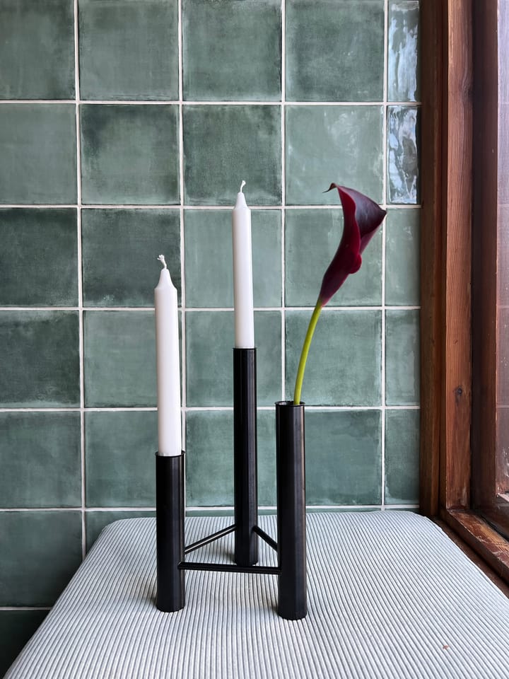 VISTA vase and candle sticks, Black Kay Bojesen