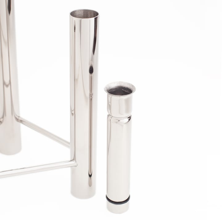 VISTA vase and candle sticks, Matte steel Kay Bojesen