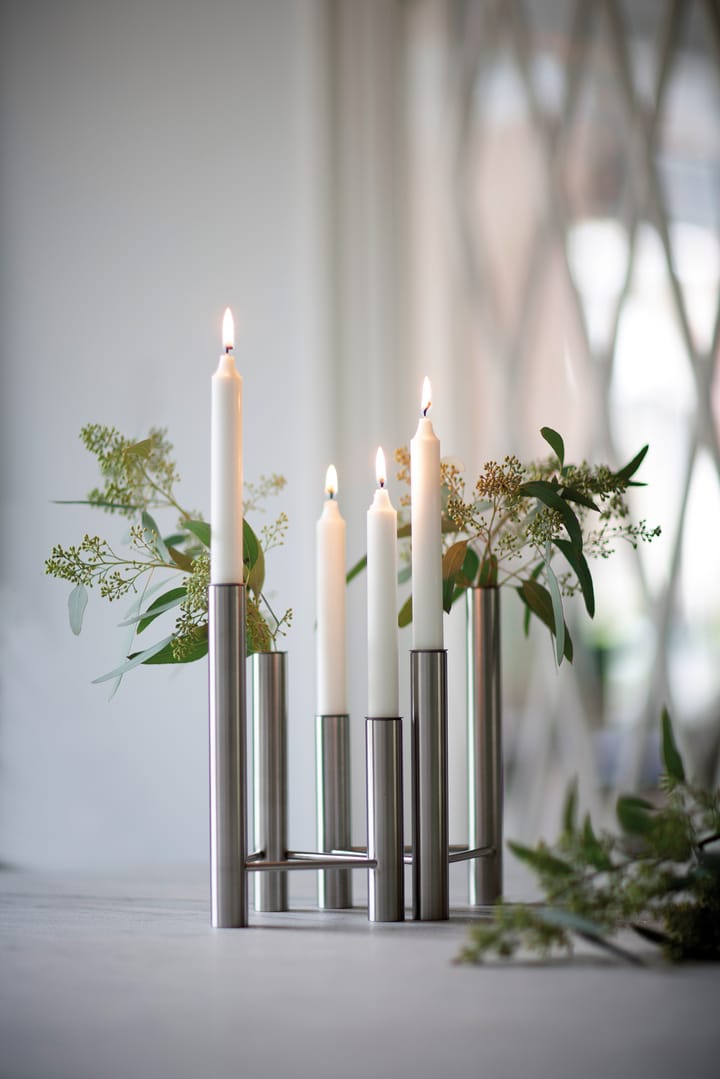 VISTA vase and candle sticks, Matte steel Kay Bojesen