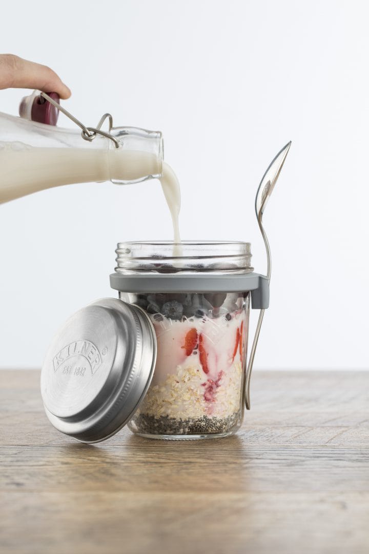 Breakfast set glass bowl + spoon, 0,35 L Kilner