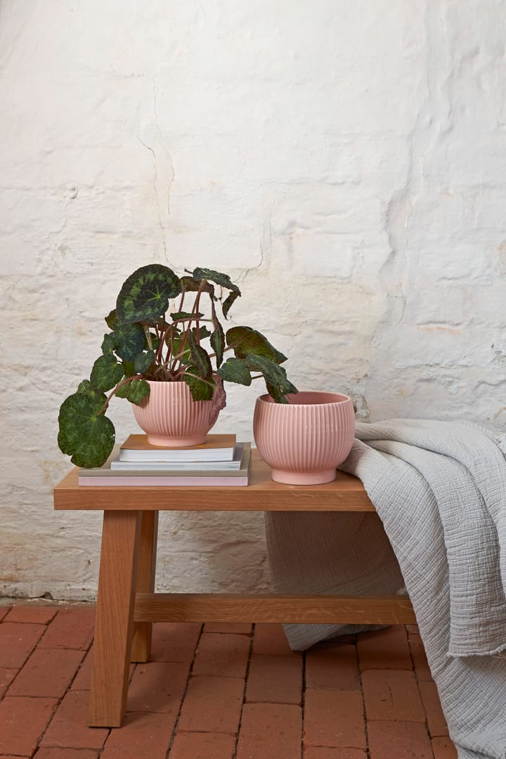 Knabstrup flower pot fluted Ø16.5 cm, Pink Knabstrup Keramik