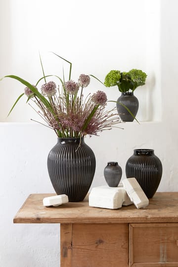 Knabstrup vase ribbed 20 cm - Black - Knabstrup Keramik