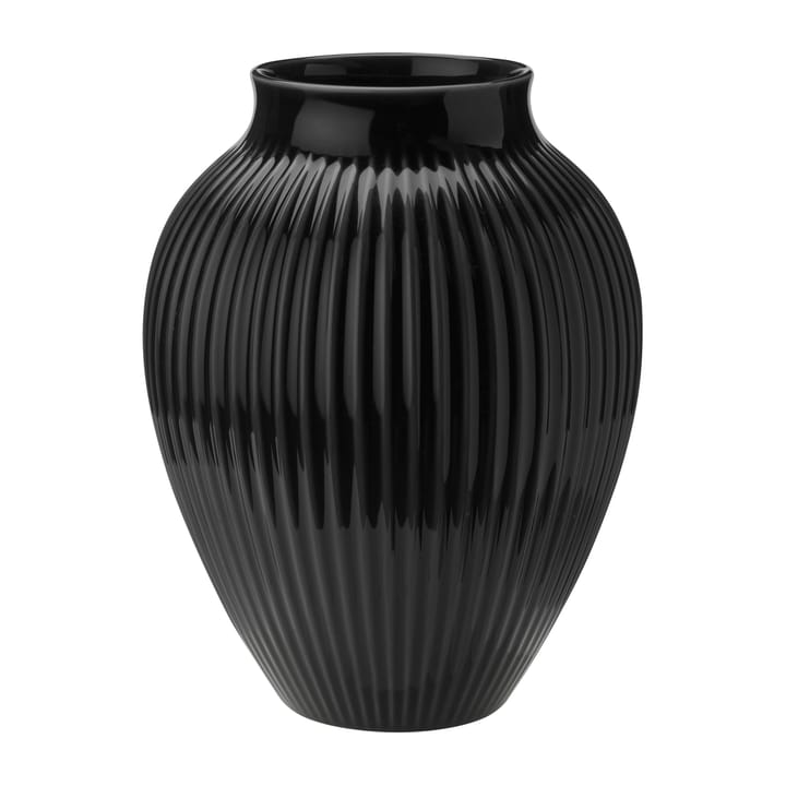 Knabstrup vase ribbed 27 cm, Black Knabstrup Keramik