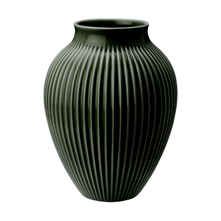 Knabstrup vase ribbed 27 cm, Dark green Knabstrup Keramik