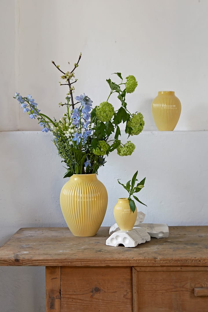 Knabstrup vase ribbed 27 cm, Yellow Knabstrup Keramik