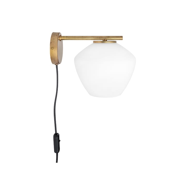 DK 1-Low wall lamp, Raw brass/matte white Konsthantverk