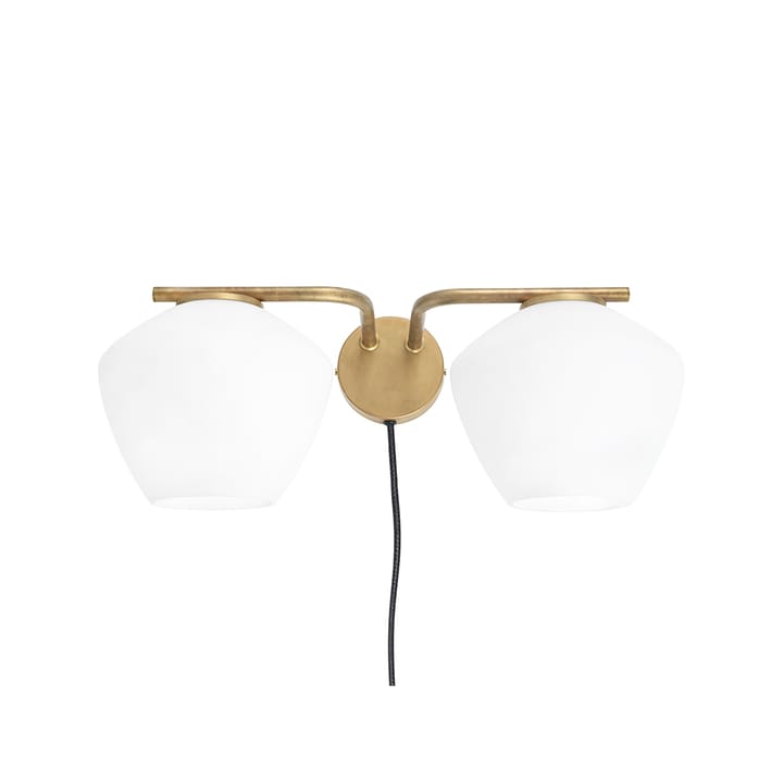 DK 2-Low wall lamp - Raw brass/ white - Konsthantverk