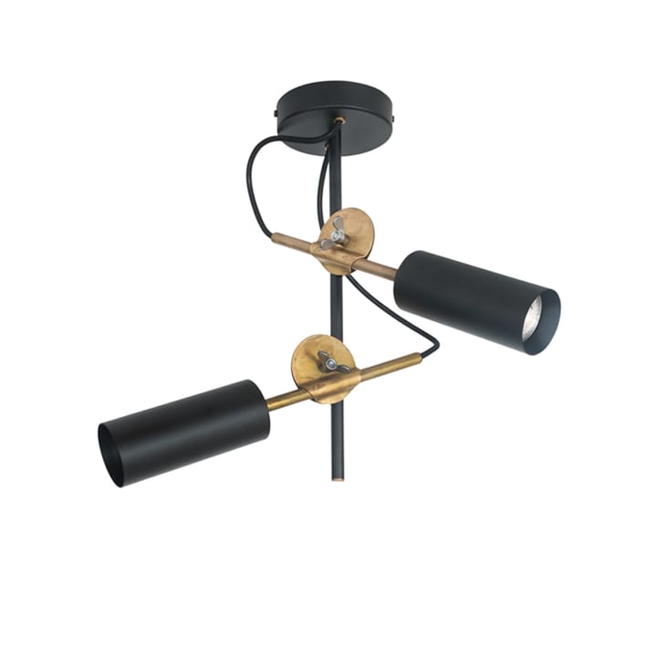 Stav ceiling lamp - Black/raw brass, spot 2-lights - Konsthantverk