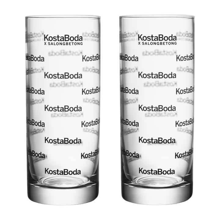 Salong Betong highball glass 33 cl 2-pack - Clear-black - Kosta Boda