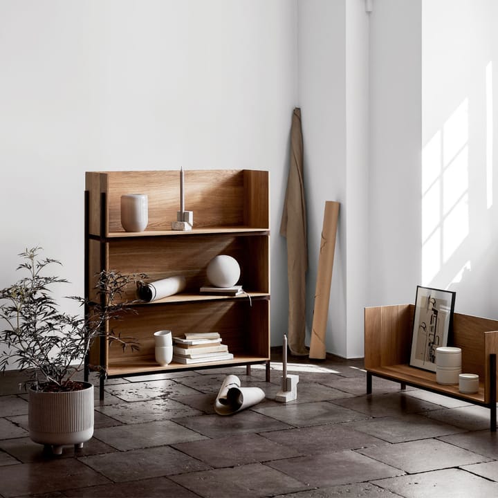 Stack shelf, Oak, single, dark oiled walnut legs Kristina Dam Studio