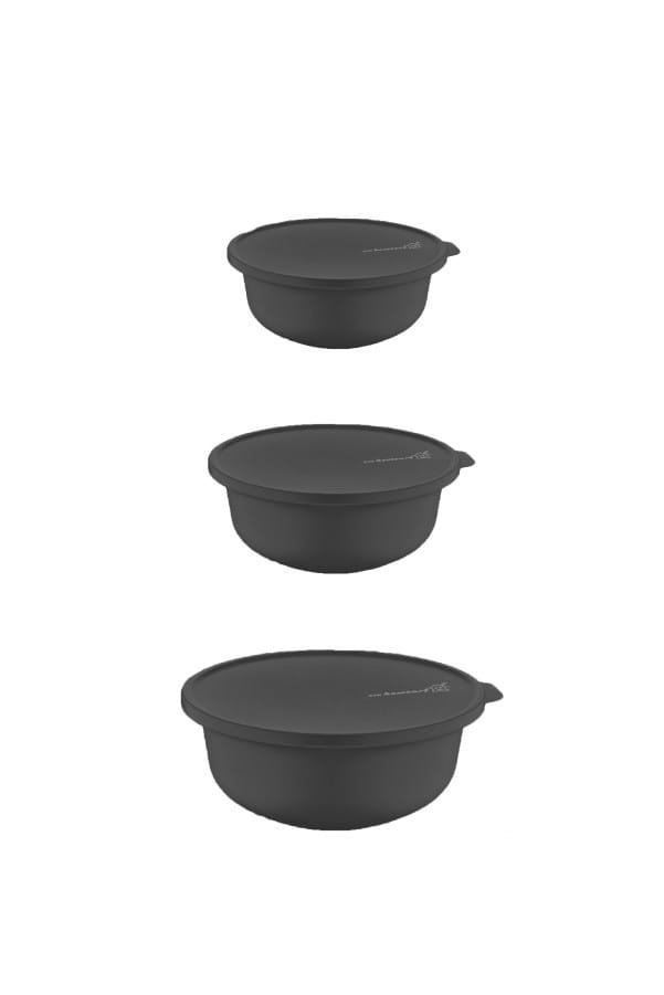 Evora bowl with lid 3-pack - Black - Kütahya