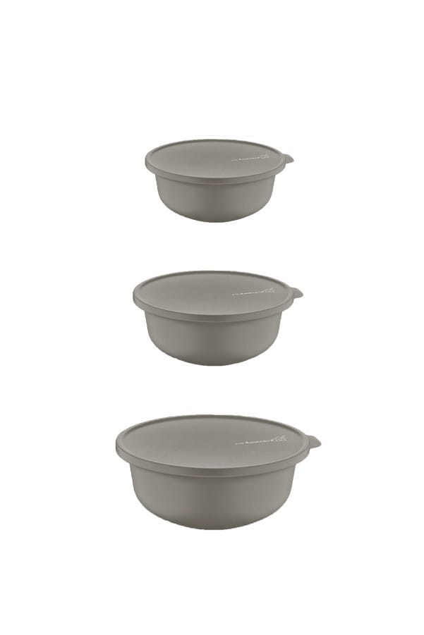 Evora bowl with lid 3-pack, Gray Kütahya