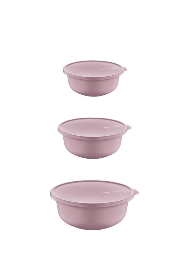 Evora bowl with lid 3-pack - Pink - Kütahya