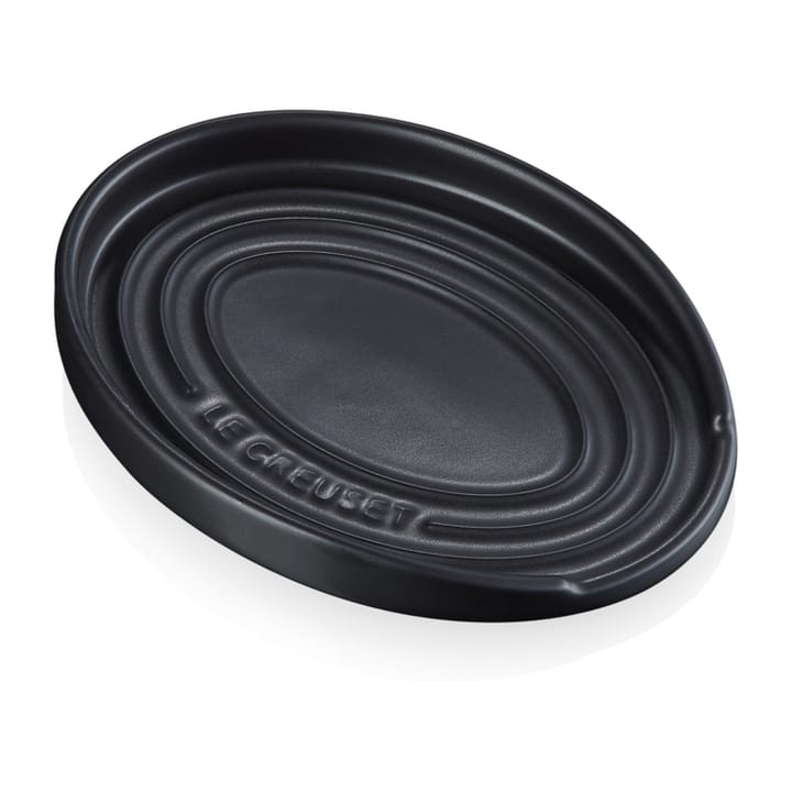 Oval holder for serving spoon, Matte black Le Creuset