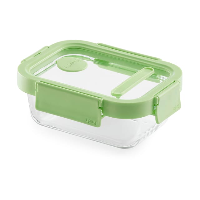 Lékué rectangular glass lunchbox 0.37 L - Green - Lékué