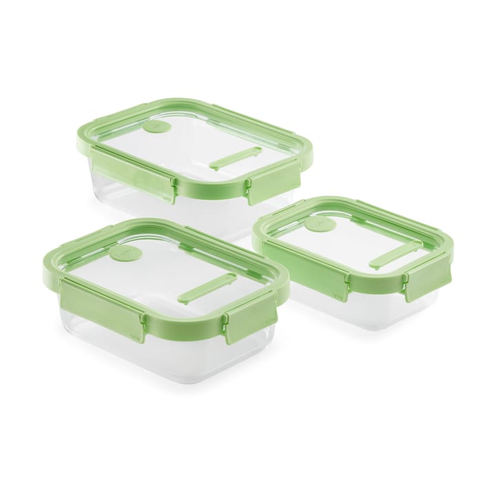 Lékué rectangular lunchbox 3 pieces - Green - Lékué