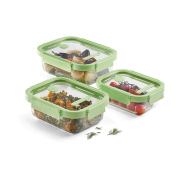 Lékué rectangular lunchbox 3 pieces - Green - Lékué