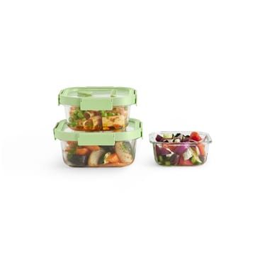 Lékué square lunchbox 3 pieces - Green - Lékué