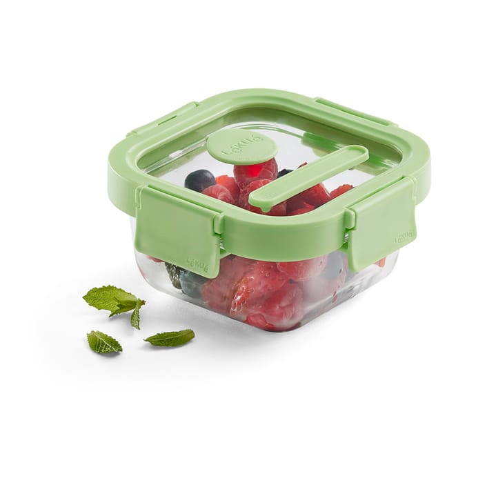 Lékué square lunchbox glass 0.32 L, Green Lékué