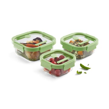 Lékué square lunchbox glass 0.32 L - Green - Lékué