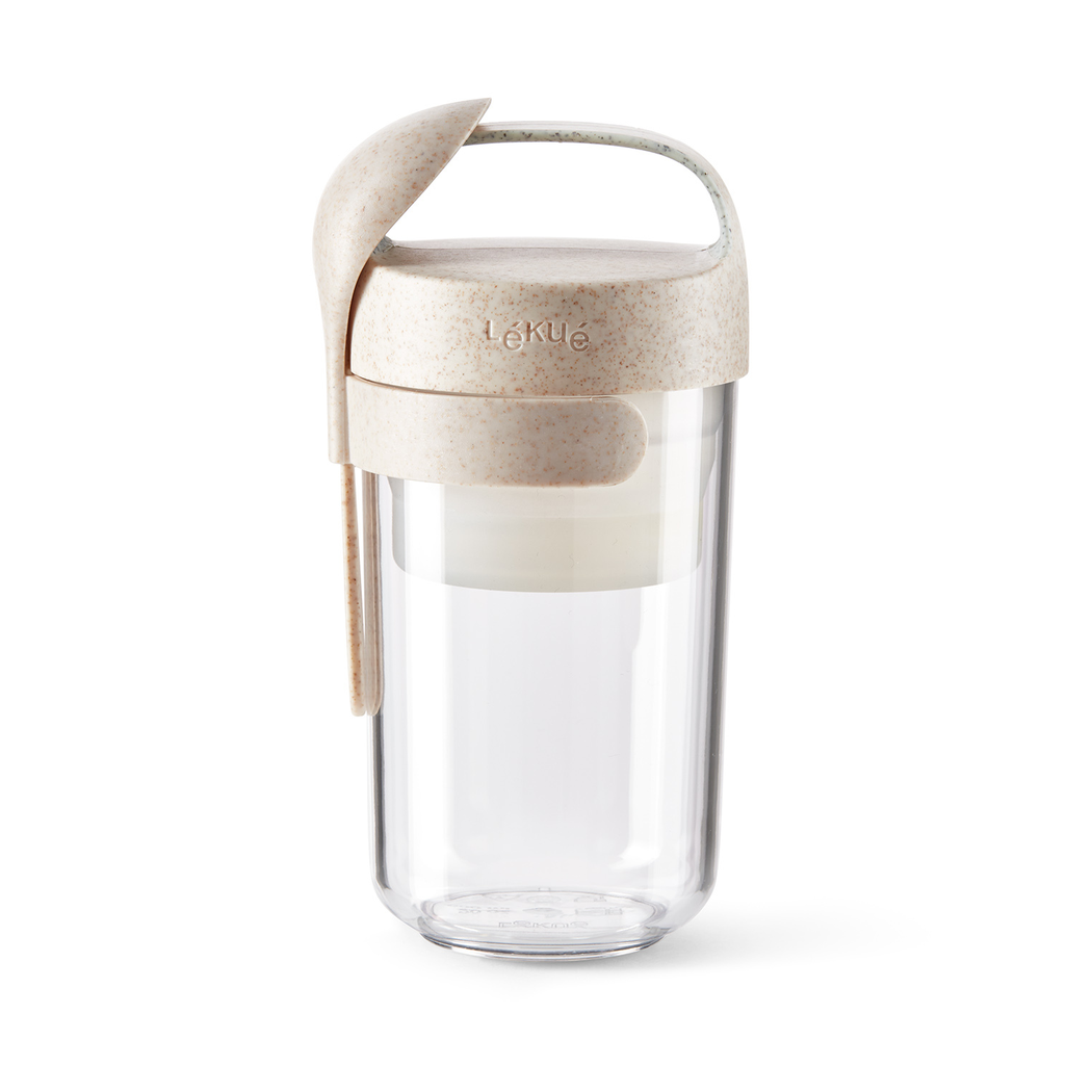 Lékué Lékué To Go jar organic with spoon beige 0.4 L