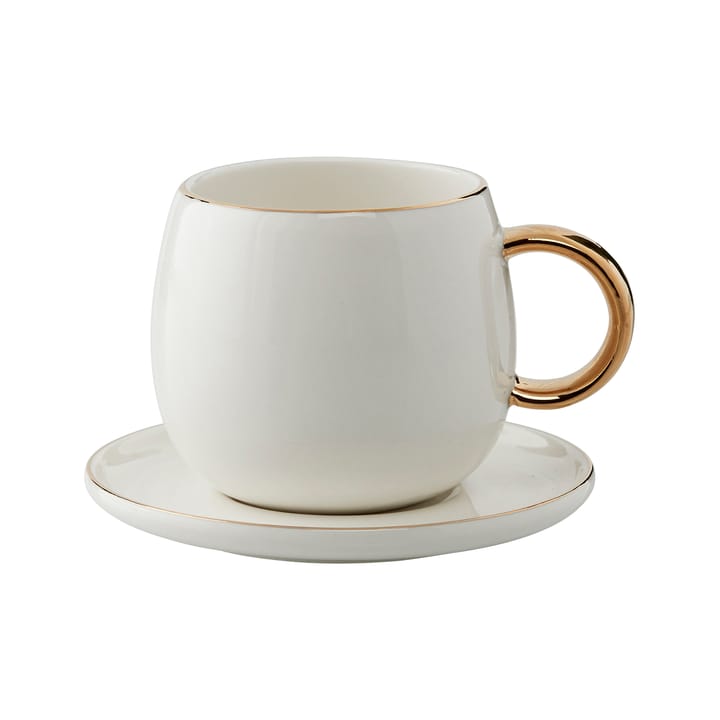 Clara espresso cup with saucer 15 cl, White-light gold Lene Bjerre