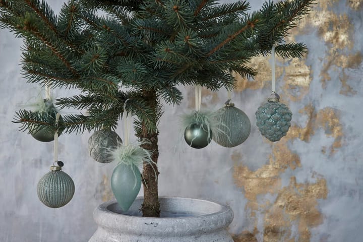 Norille Christmas bauble Ø11 cm, Dusty green, ribbed Lene Bjerre