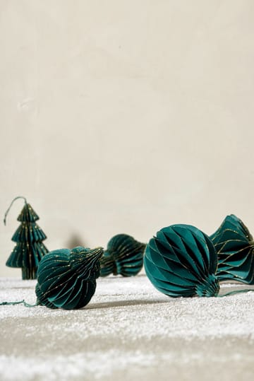 Pappia Christmas tree decoration 12 cm - Dark green, elongated - Lene Bjerre