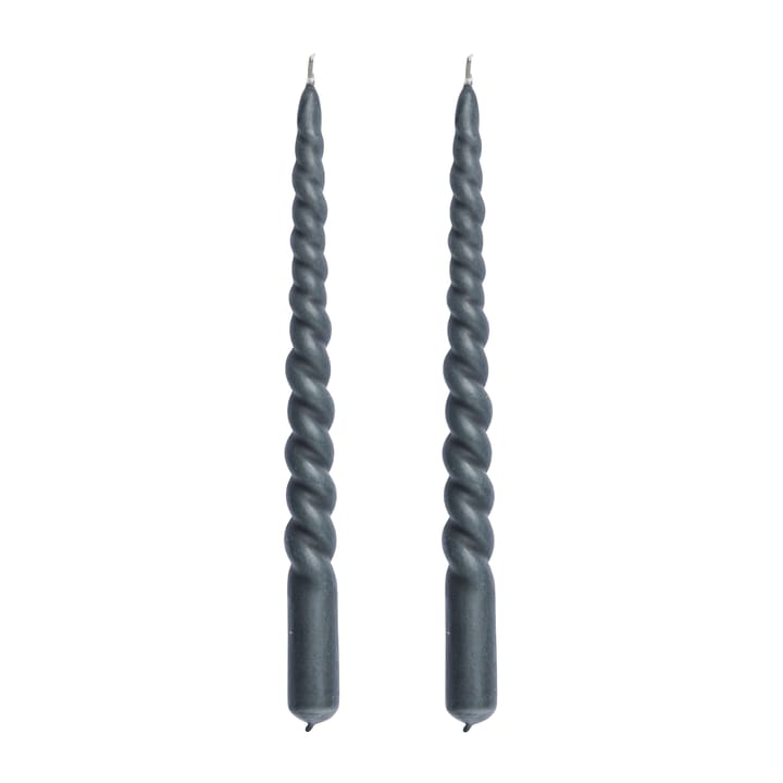 Twisted candle 25 cm 2-pack, Dark grey Lene Bjerre