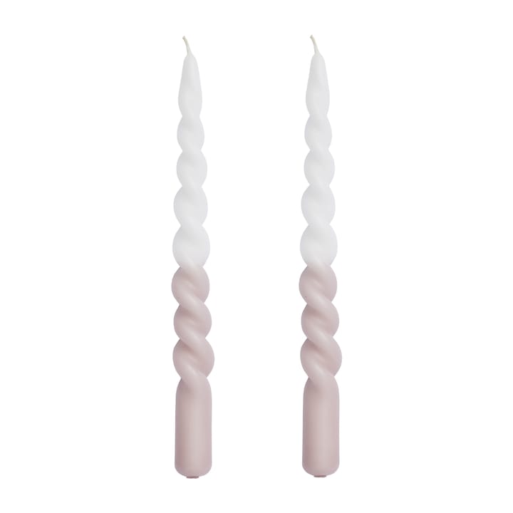 Twisted candle - two tone 25 cm 2-pack, Bark-white Lene Bjerre