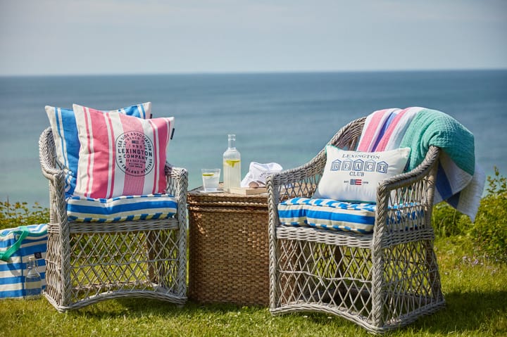 Beach Club Small Embroidered cushion 30x40 cm, Blue-white-green Lexington